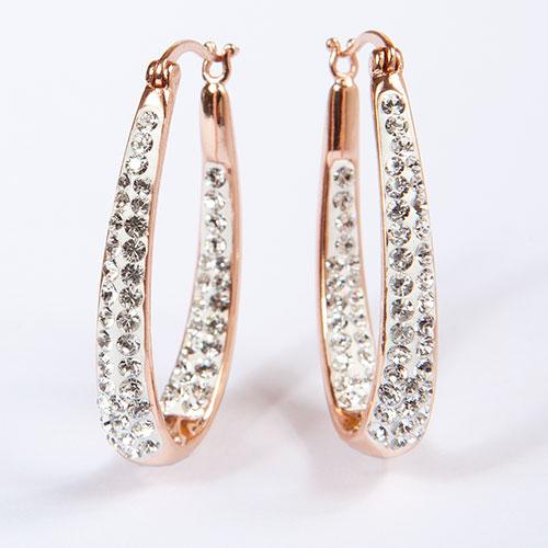 Rose Gold Plated Clear Crystal Hoop Earrings