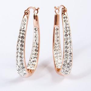 Rose Gold Plated Clear Crystal Hoop Earrings