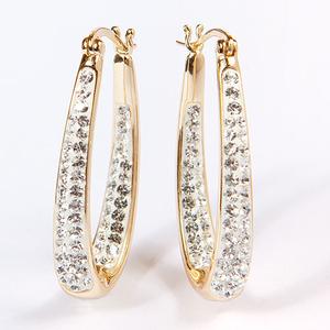 Gold Plated Clear Crystal Hoop Earrings