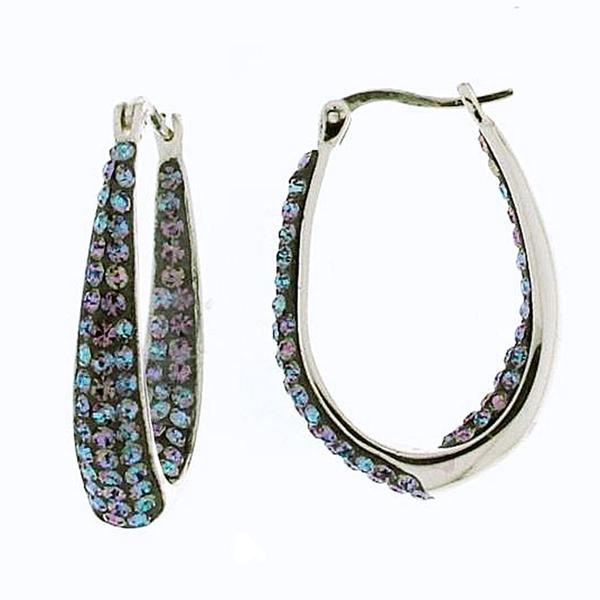 Silver Plated Crystal Inside Out Hoop Earrings