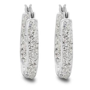 Brass Silver Plated Crystal Hoop Earrings alternate view