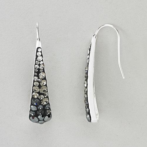 Silver Plated Brass Shades of Black Crystal Earrings