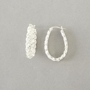 Silver Plated Brass Crystal Twisted Hoop Earrings