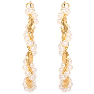 Jessica Simpson Imitation Pearl Twisted Hoop Earrings alternate view