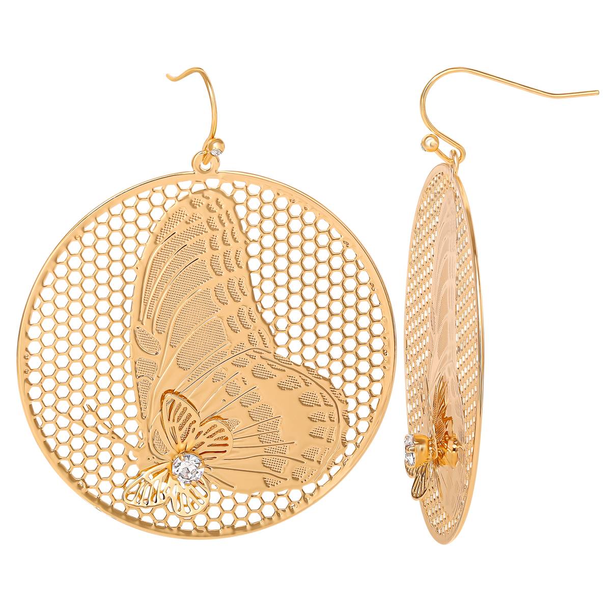 Jessica Simpson Round Butterfly Drop Earrings