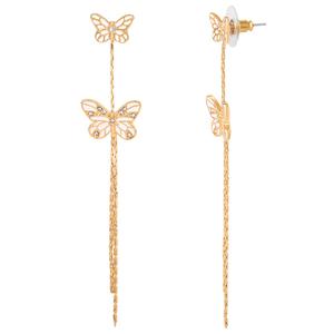 Jessica Simpson Yellow Gold Butterfly Dangle Earrings