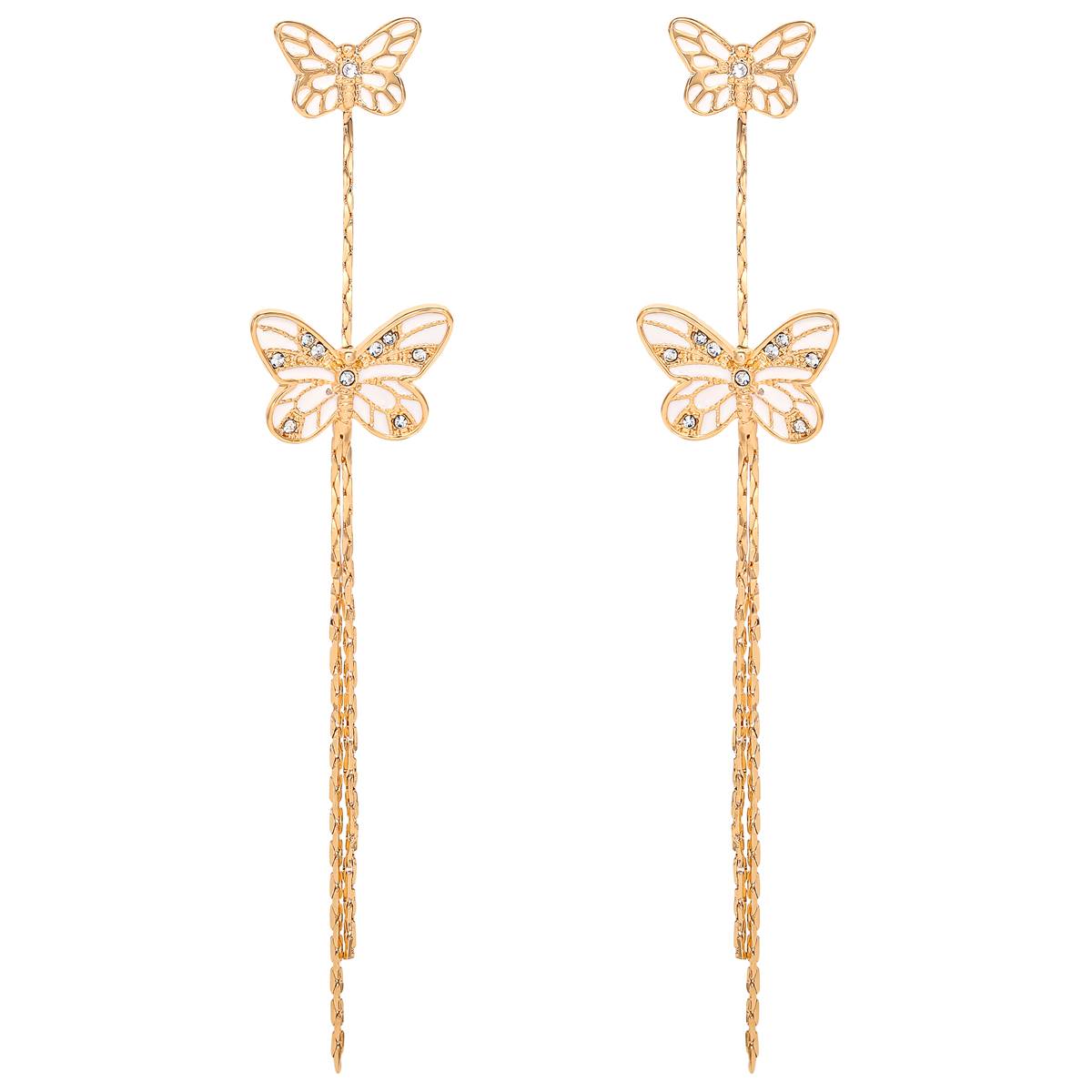 Jessica Simpson Yellow Gold Butterfly Dangle Earrings