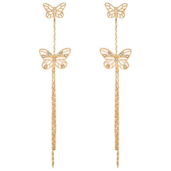 Jessica Simpson Yellow Gold Butterfly Dangle Earrings alternate view