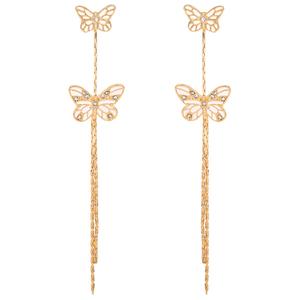 Jessica Simpson Yellow Gold Butterfly Dangle Earrings alternate view