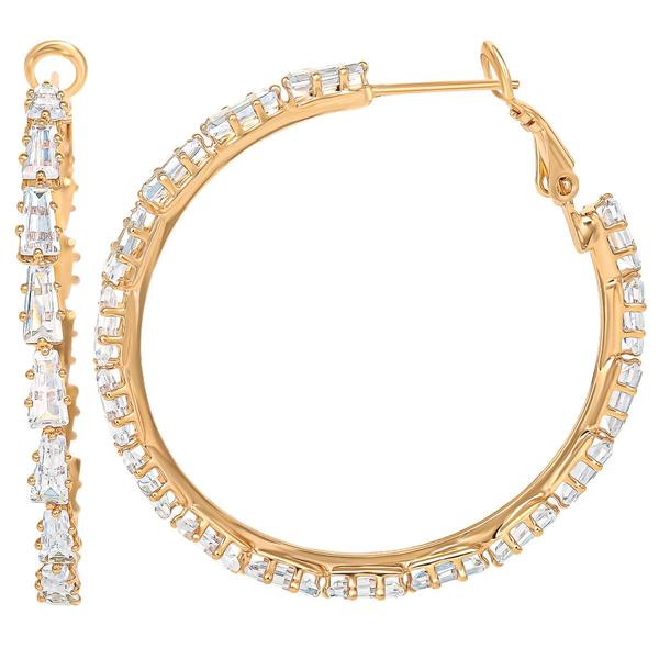 Jessica Simpson Yellow Gold Baguette Hoop Earrings
