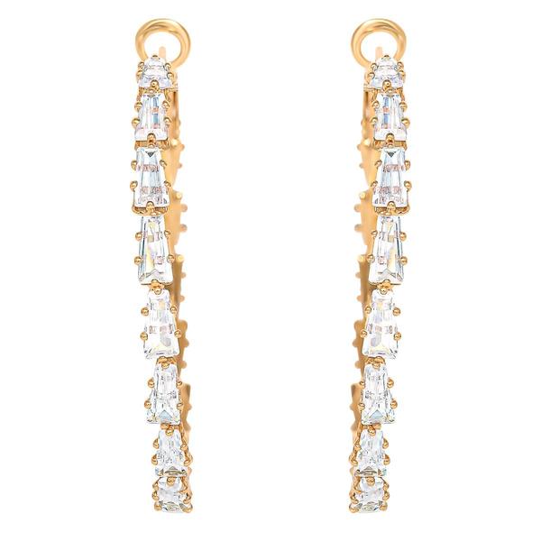 Jessica Simpson Yellow Gold Baguette Hoop Earrings alternate view
