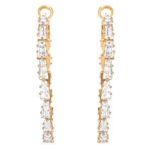 Jessica Simpson Yellow Gold Baguette Hoop Earrings alternate view