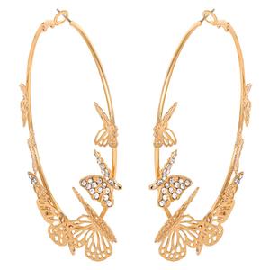 Jessica Simpson Yellow Gold Butterfly Hoop Earrings alternate view