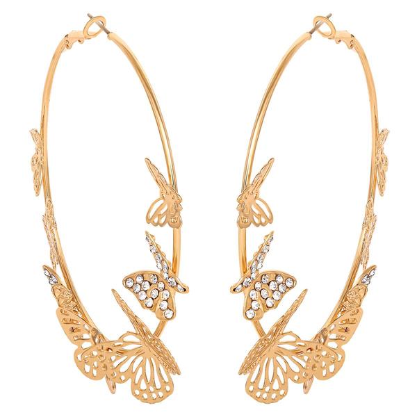 Jessica Simpson Yellow Gold Butterfly Hoop Earrings alternate view