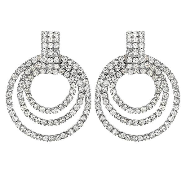 Jessica Simpson Imitation Rhodium Rhinestone Doorknocker Earrings alternate view