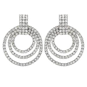 Jessica Simpson Imitation Rhodium Rhinestone Doorknocker Earrings alternate view