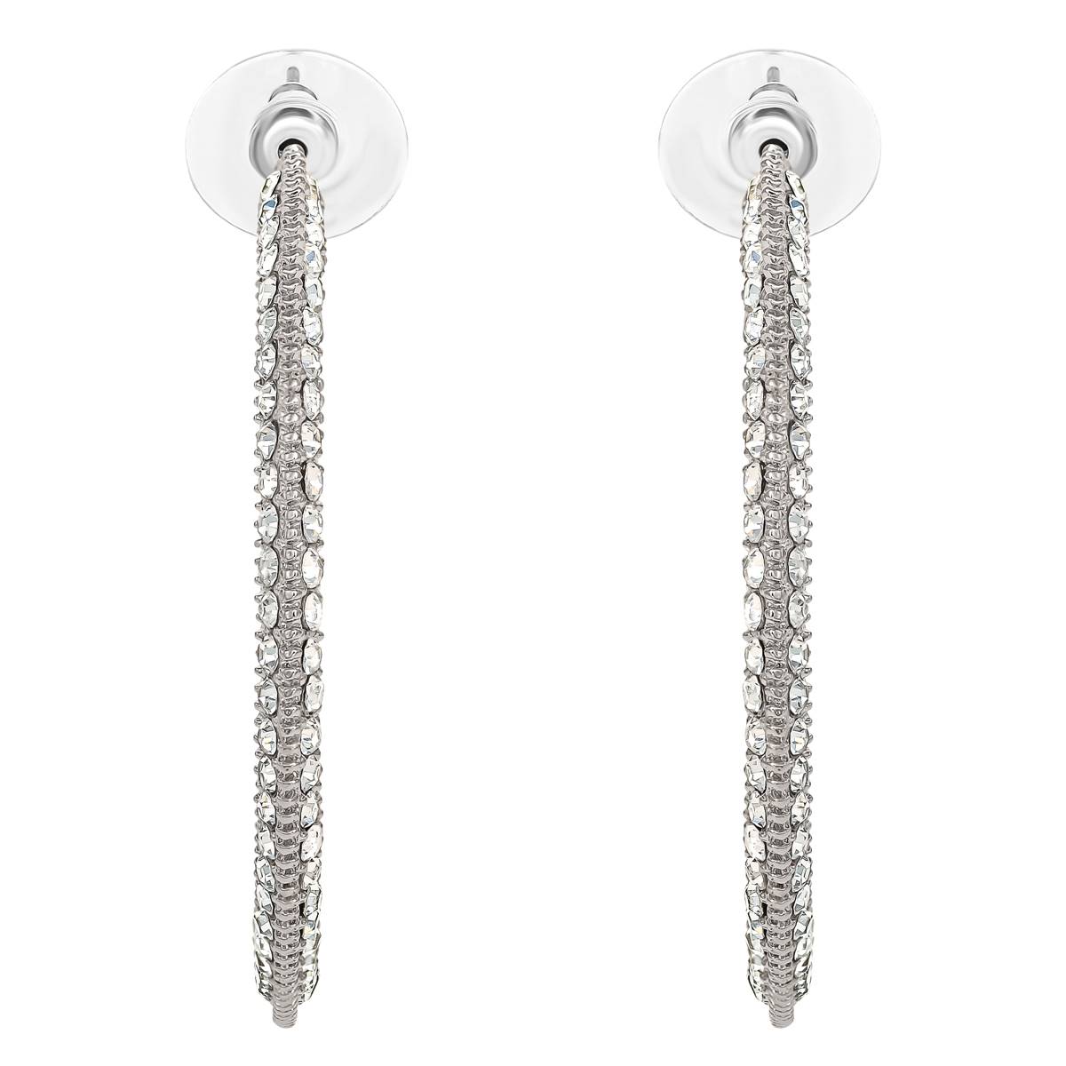 Jessica Simpson 1.85in. Imitation Silver Rhinestone Hoop Earrings