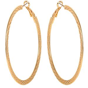 Jessica Simpson Imitation Yellow Gold Flat Omega Hoop Earrings alternate view