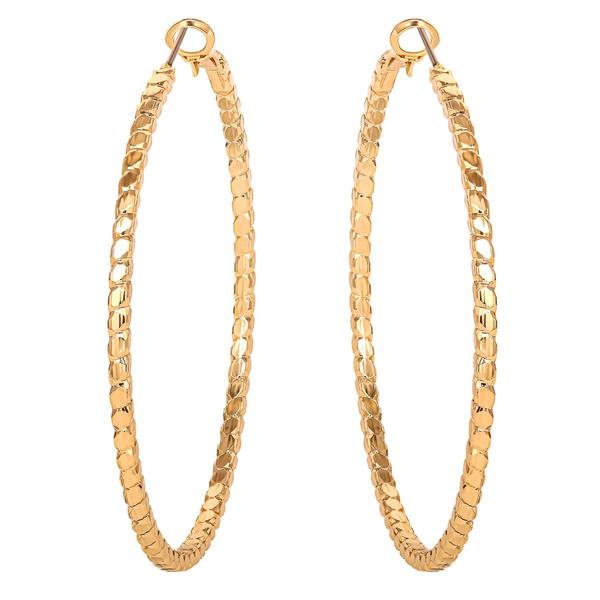 Jessica Simpson Imitation Yellow Gold Plated Omega Hoop Earrings