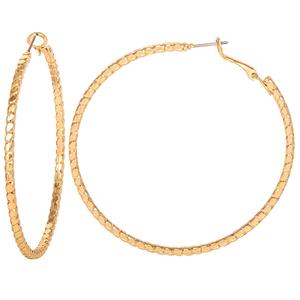 Jessica Simpson Imitation Yellow Gold Plated Omega Hoop Earrings alternate view