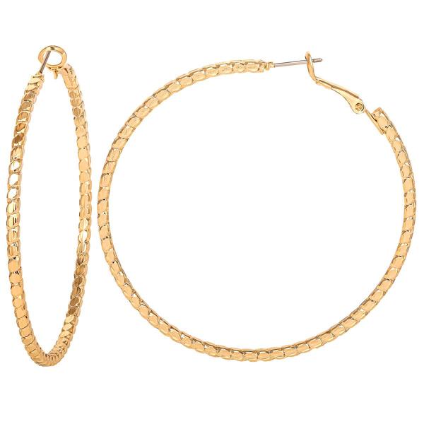 Jessica Simpson Imitation Yellow Gold Plated Omega Hoop Earrings alternate view
