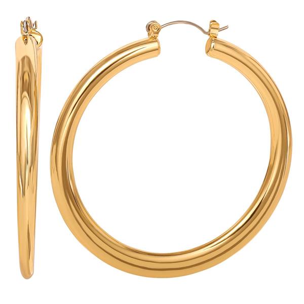 Jessica Simpson Imitation Yellow Gold Plated Hoop Earrings