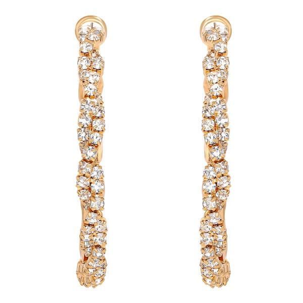 Jessica Simpson Imitation Yellow Gold Rhinestone Hoop Earrings alternate view