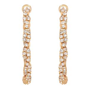 Jessica Simpson Imitation Yellow Gold Rhinestone Hoop Earrings alternate view
