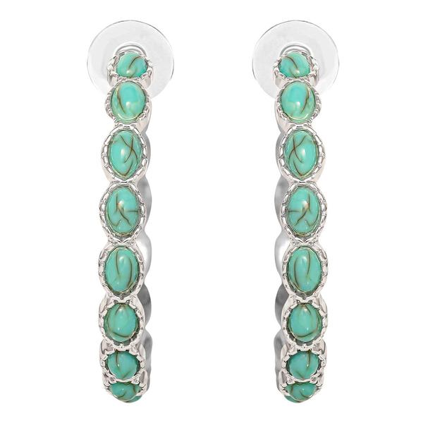 Jessica Simpson Reconstituted Turquoise Stone Hoop Earrings alternate view