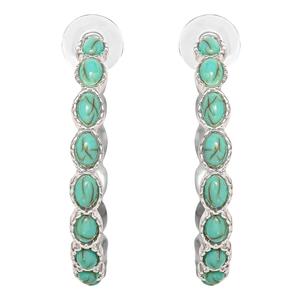 Jessica Simpson Reconstituted Turquoise Stone Hoop Earrings alternate view