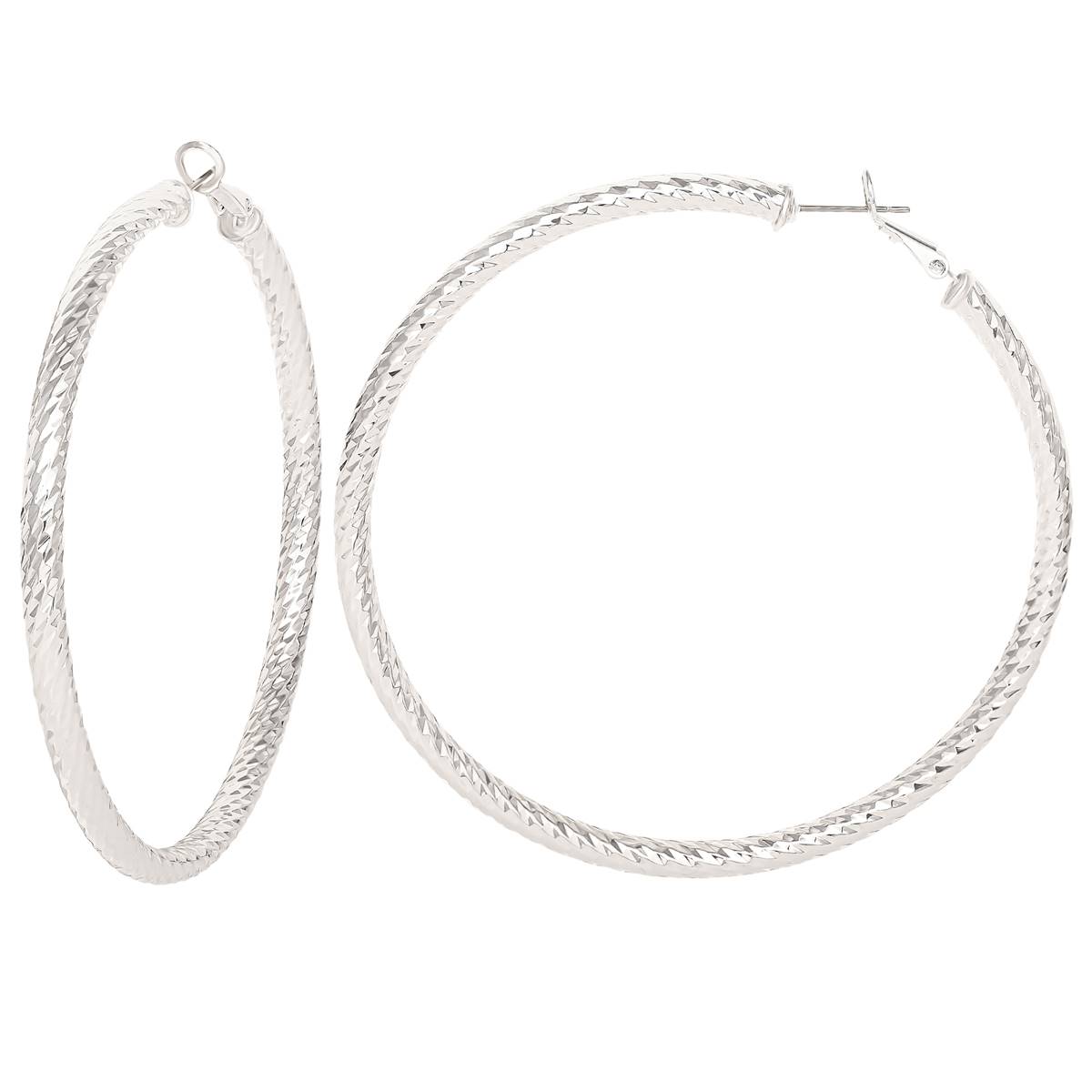 Jessica Simpson Imitation Silver Plated Twisted Hoop Earrings