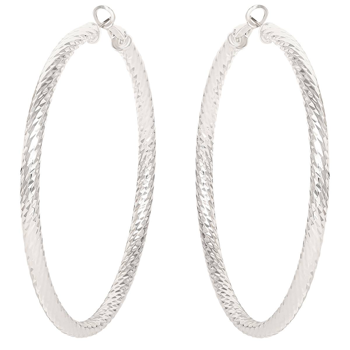 Jessica Simpson Imitation Silver Plated Twisted Hoop Earrings