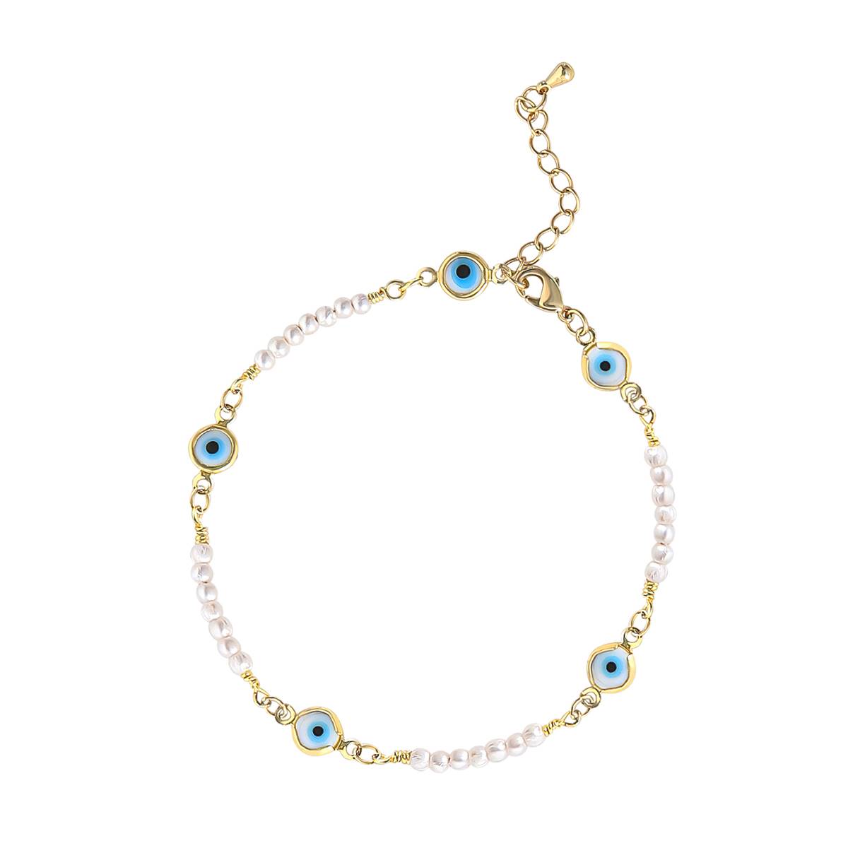 Jessica Simpson Imitation Yellow Gold Plated Evil Eye Anklet Set