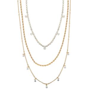 Jessica Simpson Rope Chain & Rhinestone Station Layered Necklace