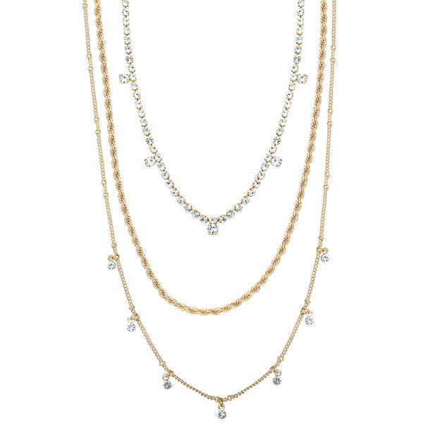 Jessica Simpson Rope Chain & Rhinestone Station Layered Necklace