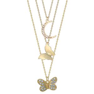 Jessica Simpson Butterfly & Moon Layered Necklace Set