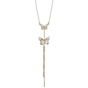 Jessica Simpson White Enamel Double Butterfly Necklace