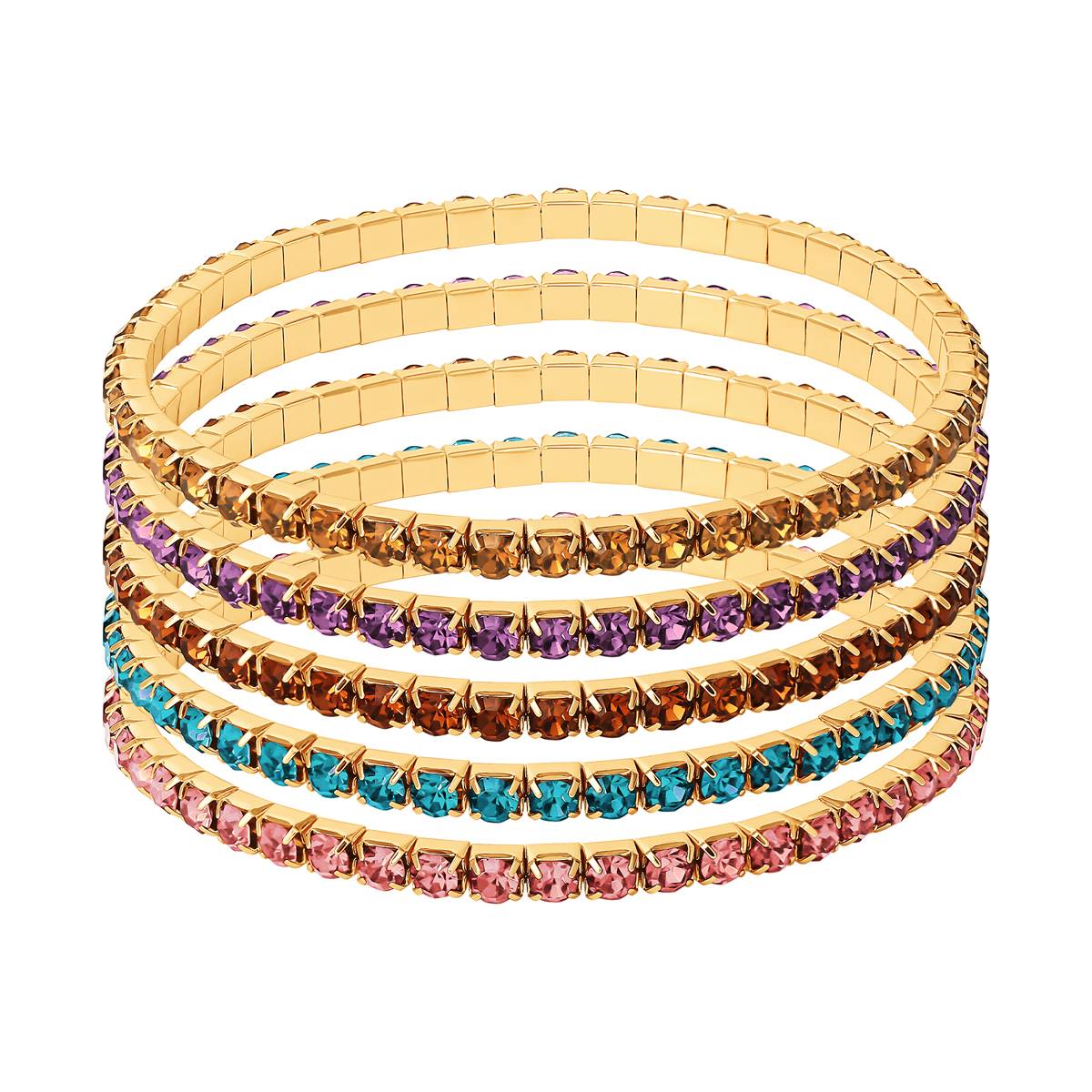 Jessica Simpson Multi-Colored Rhinestone Stretch Bracelet Set