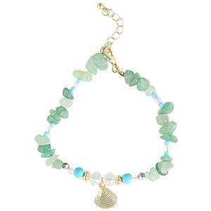 Jessica Simpson Figaro Chain Cowrie & Green Beaded Anklet Set alternate view