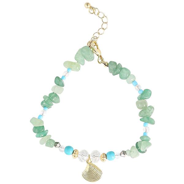 Jessica Simpson Figaro Chain Cowrie & Green Beaded Anklet Set alternate view