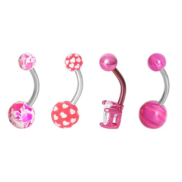 14 Gauge Stainless Steel 4pc. Belly Ring Set alternate view