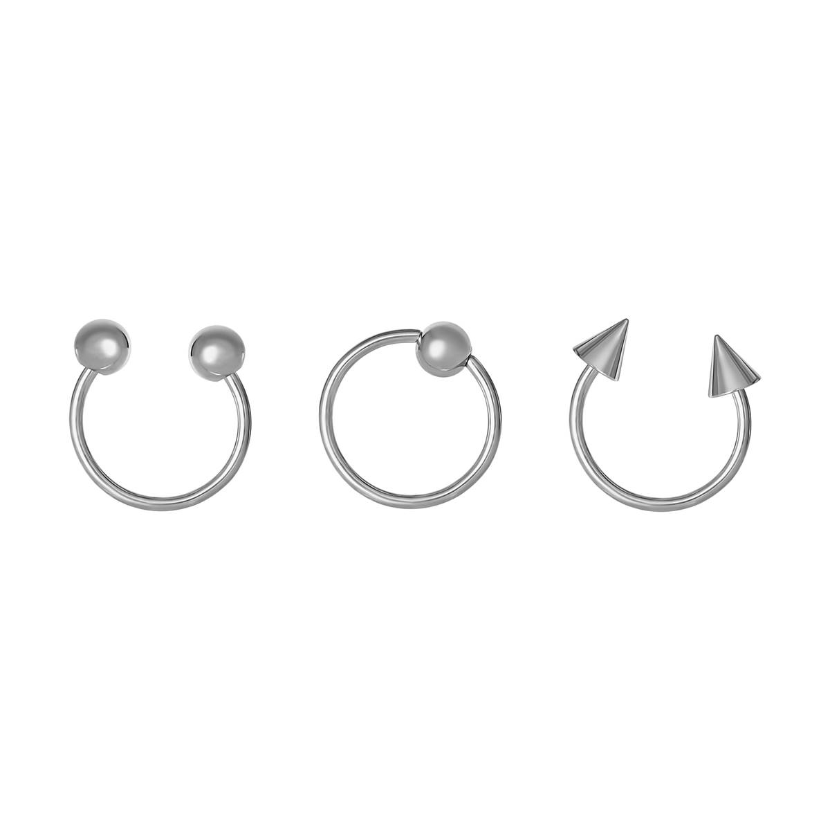 16 Gauge Stainless Steel Nose Ring Trio