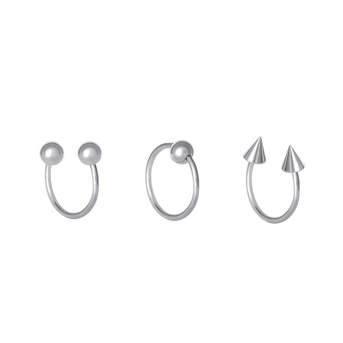 16 Gauge Stainless Steel Nose Ring Trio
