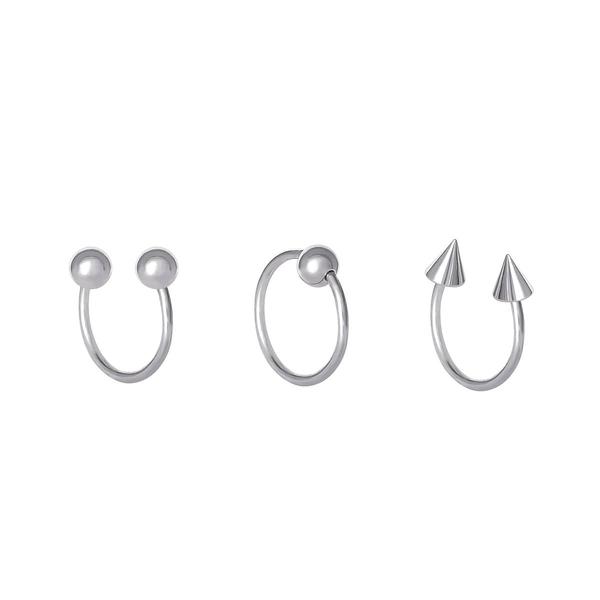 16 Gauge Stainless Steel Nose Ring Trio alternate view