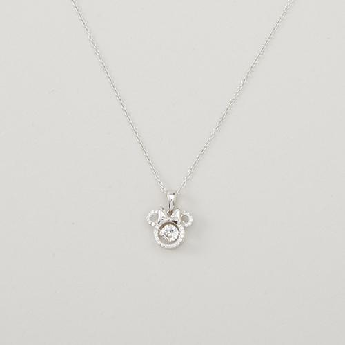 Disney Rhodium Plated Minnie Mouse Dancing CZ Pendant Necklace