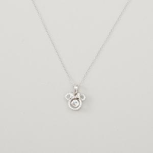 Disney Rhodium Plated Minnie Mouse Dancing CZ Pendant Necklace