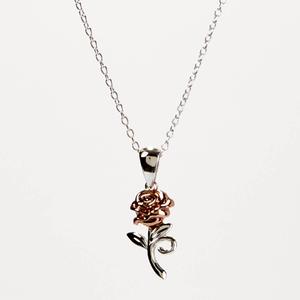 Disney Belle Sterling Silver Two-Tone Rose Pendant