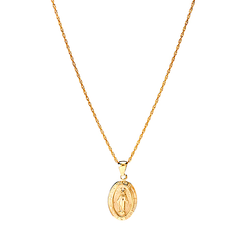 10kt. Yellow Gold Mary Oval Pendant Necklace