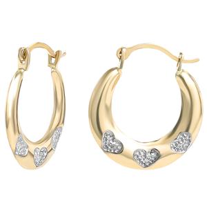 10kt. Yellow Gold Small Hoop Earrings w/Hearts