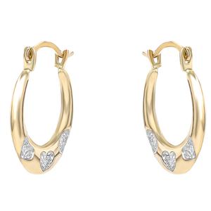 10kt. Yellow Gold Small Hoop Earrings w/Hearts alternate view